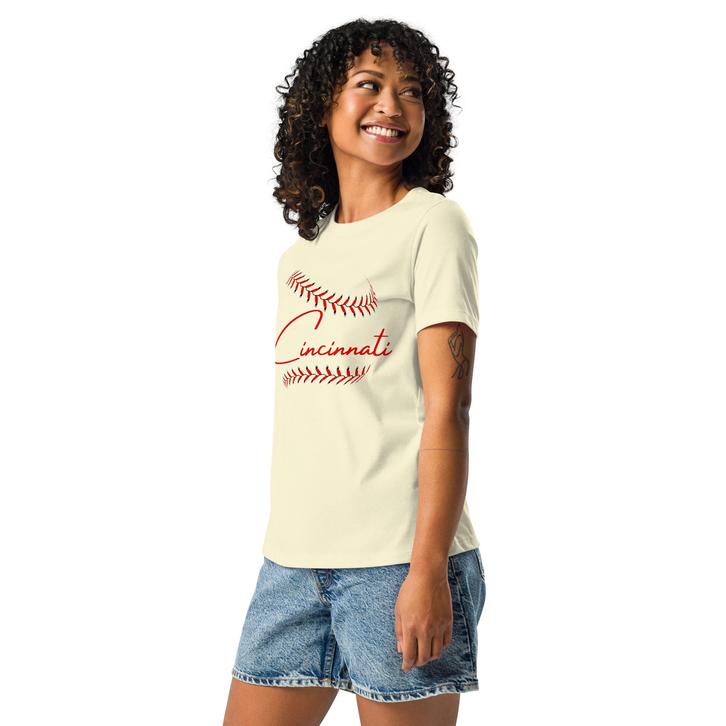 Cincinnati Baseball Stitches Women's Relaxed T-Shirt