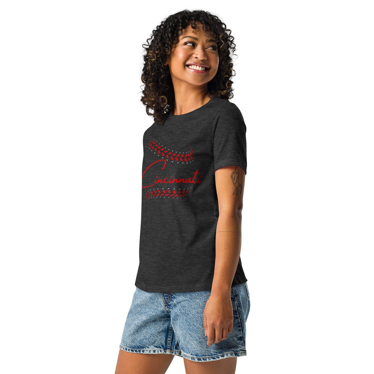 Cincinnati Baseball Stitches Women's Relaxed T-Shirt