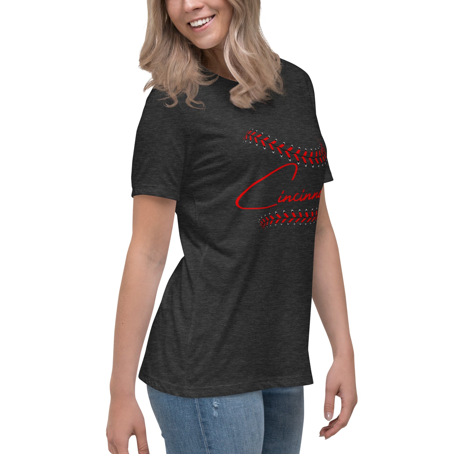 Cincinnati Baseball Stitches Women's Relaxed T-Shirt