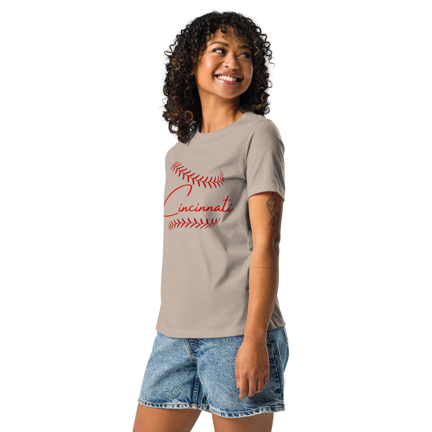 Cincinnati Baseball Stitches Women's Relaxed T-Shirt