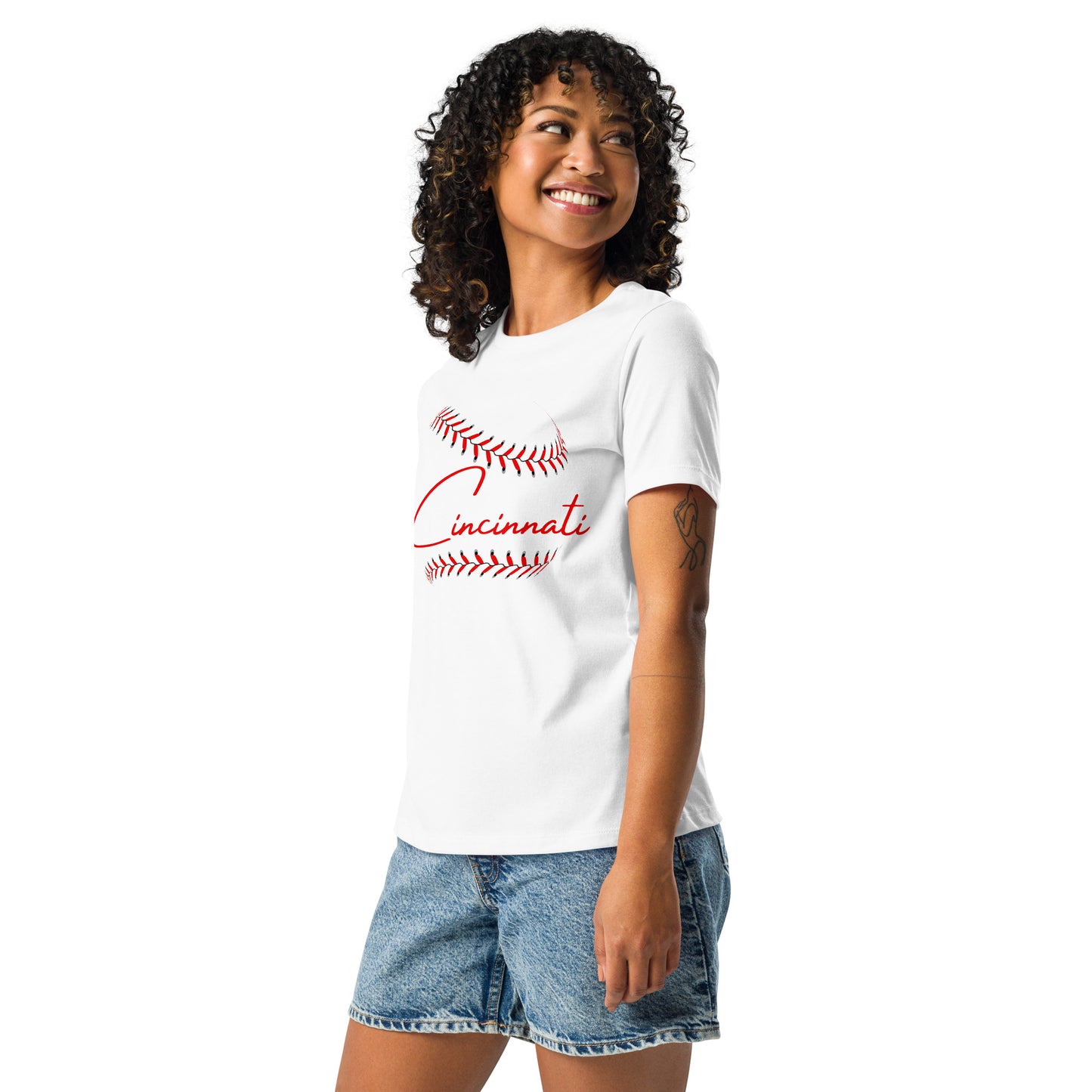 Cincinnati Baseball Stitches Women's Relaxed T-Shirt